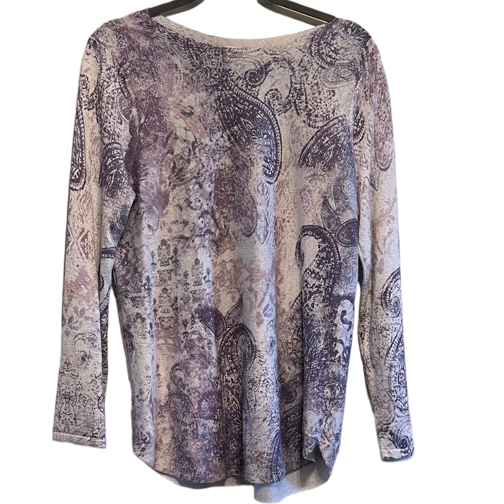 Chicos Paisley Printed Bianca Pullover Sweater Large